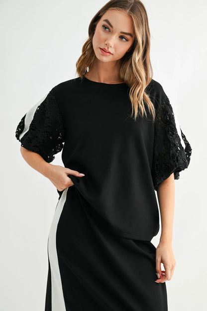 Janette Top-Black/White