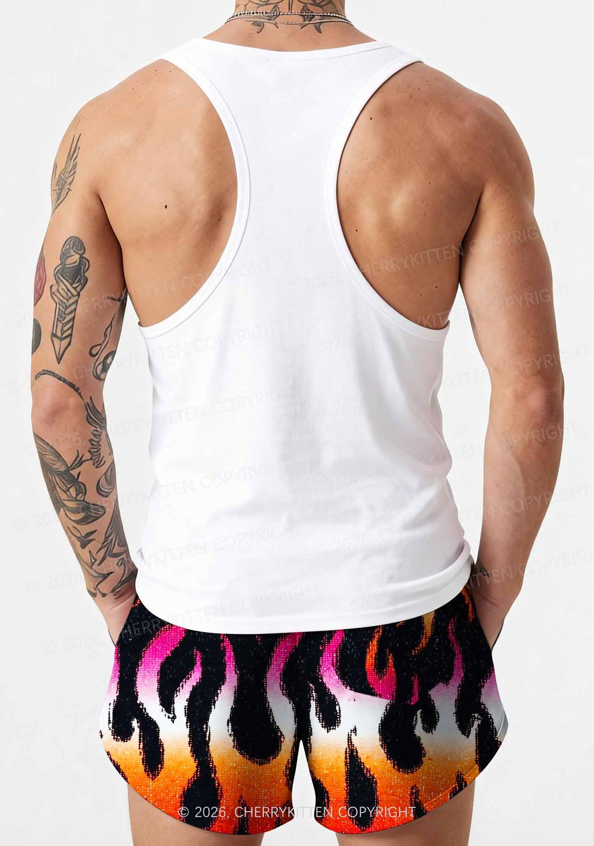 Lesbian Flame Pride Y2K Print Men Beach Shorts Cherrykitten