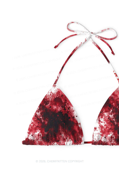 Halloween Blood Stains On White Y2K Print Bikini Set Cherrykitten
