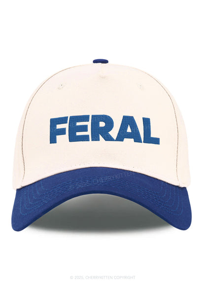 Embroidered Feral Y2K Color Block Baseball Cap Cherrykitten