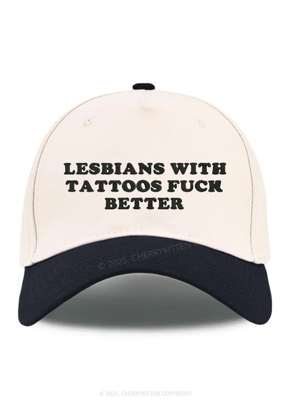 Embroidered Lesbians With Tattoos Pride Y2K Color Block Baseball Cap Cherrykitten