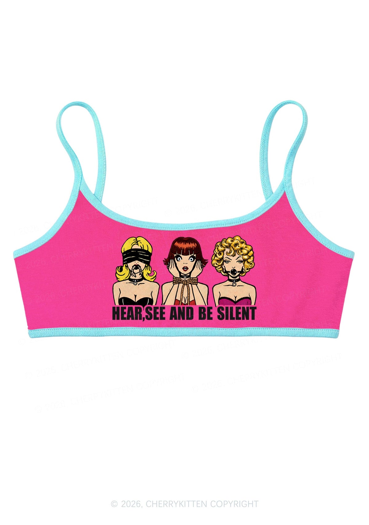 Hear See Be Silent Y2K Super Crop Cami Cherrykitten