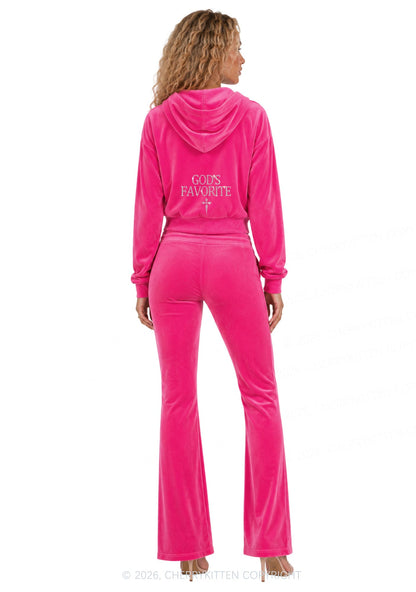 Rhinestone Gods Favorite Y2K Velvet Tracksuit Set Cherrykitten