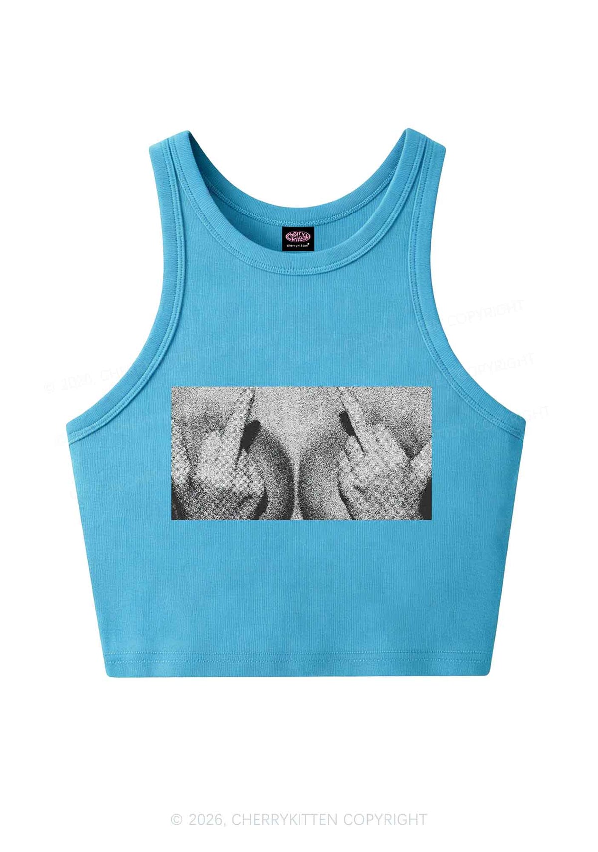 Middle Finger Bxxbs Y2K Crop Tank Top Cherrykitten