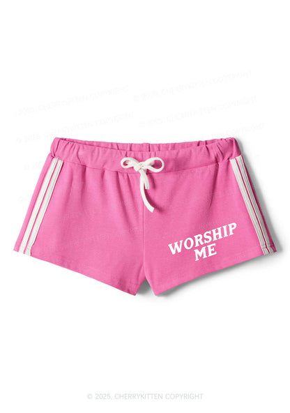 Worship Me Y2K Drawstring Mini Shorts Cherrykitten