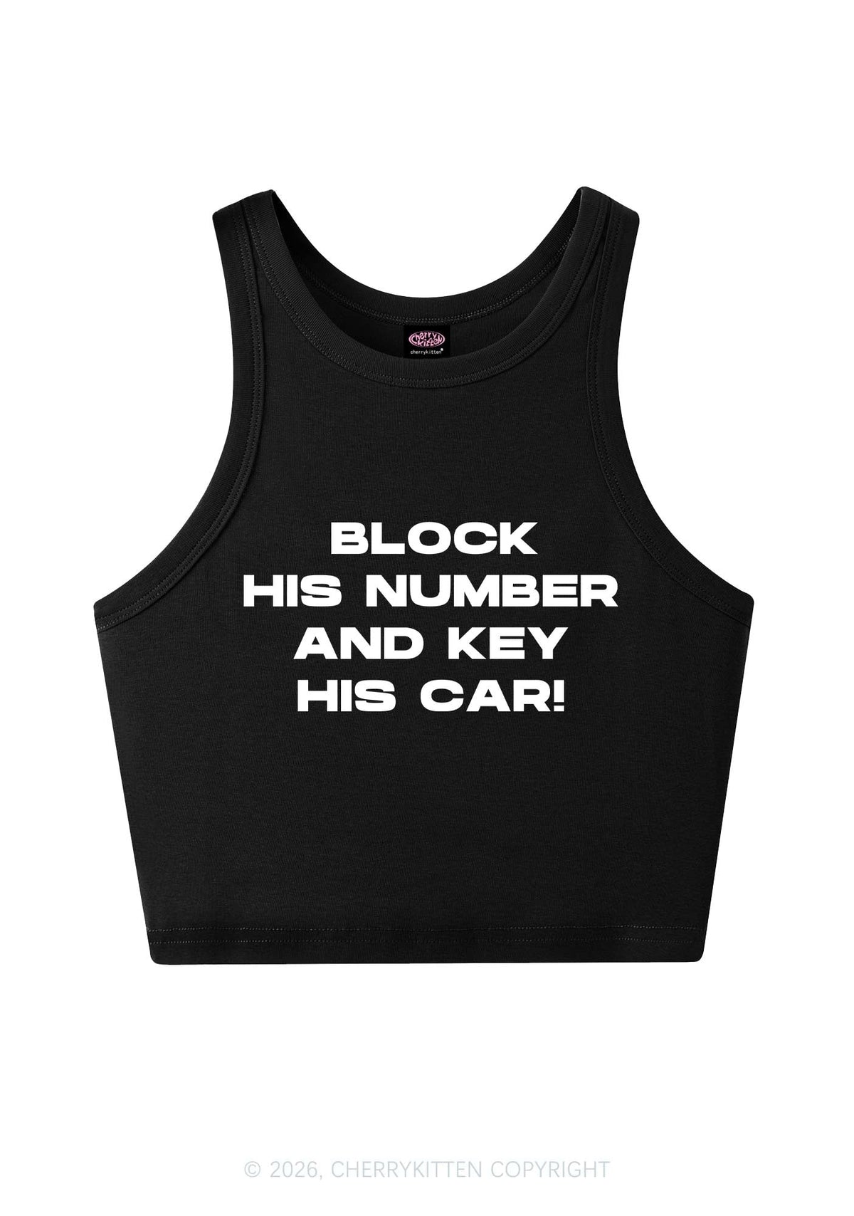 Block His Number Y2K Crop Tank Top Cherrykitten