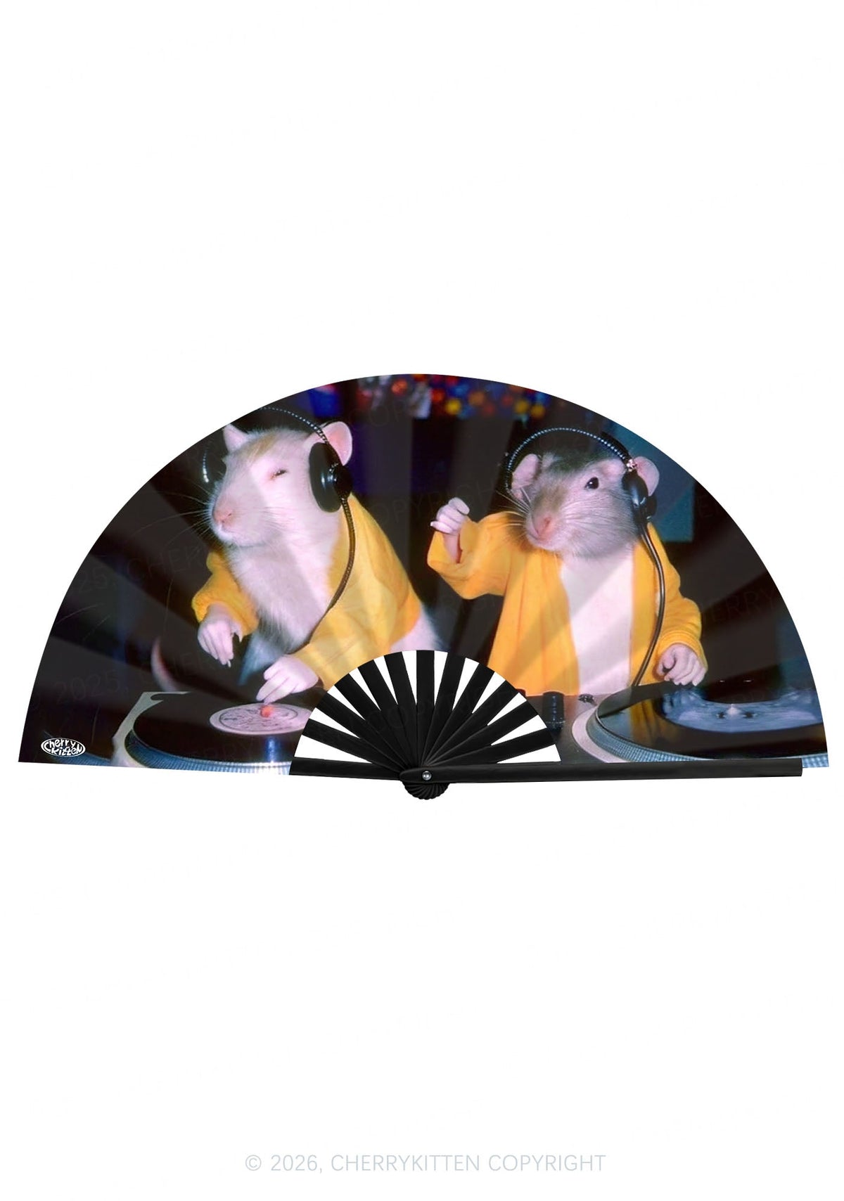 DJ Rats Y2K Rave Hand Fan Cherrykitten