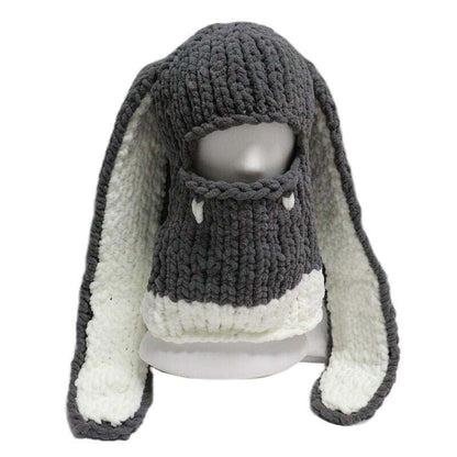 Halloween Balaclava Rabbit Ears Y2K Hand Knitted Hat