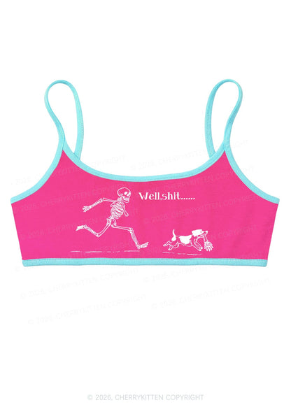 Halloween Well Shxt Skeleton Dog Y2K Super Crop Cami Cherrykitten