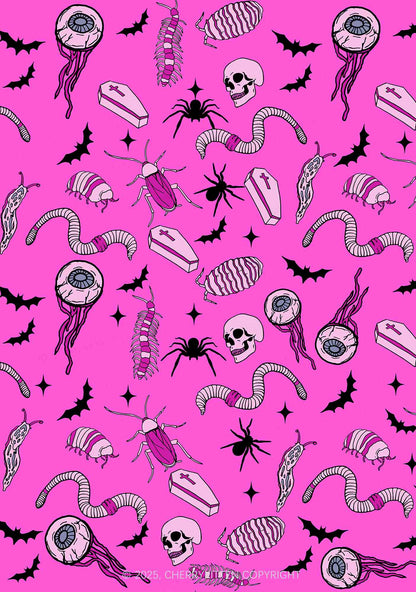 Halloween Goth Pink Party Y2K Print Slip Dress Cherrykitten