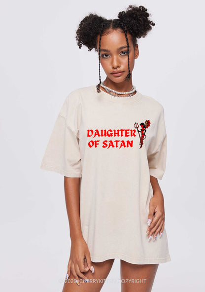 Halloween Daughter Of Satan Y2K Shirts Washed Tee Cherrykitten