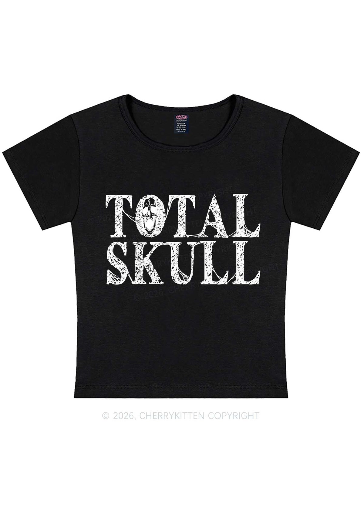 Halloween Total Skull Y2K Baby Tee Cherrykitten