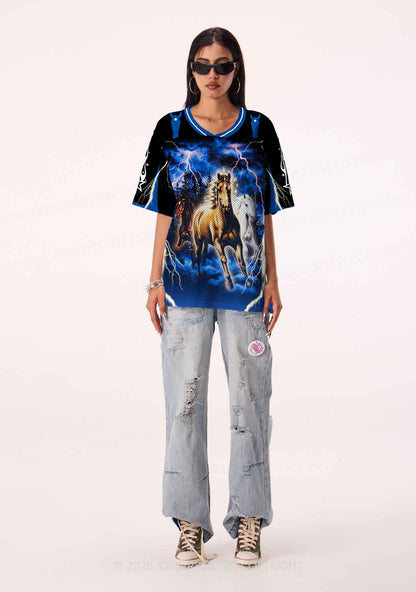 Horses In Lightning Y2K Sport Jersey Shirts Cherrykitten