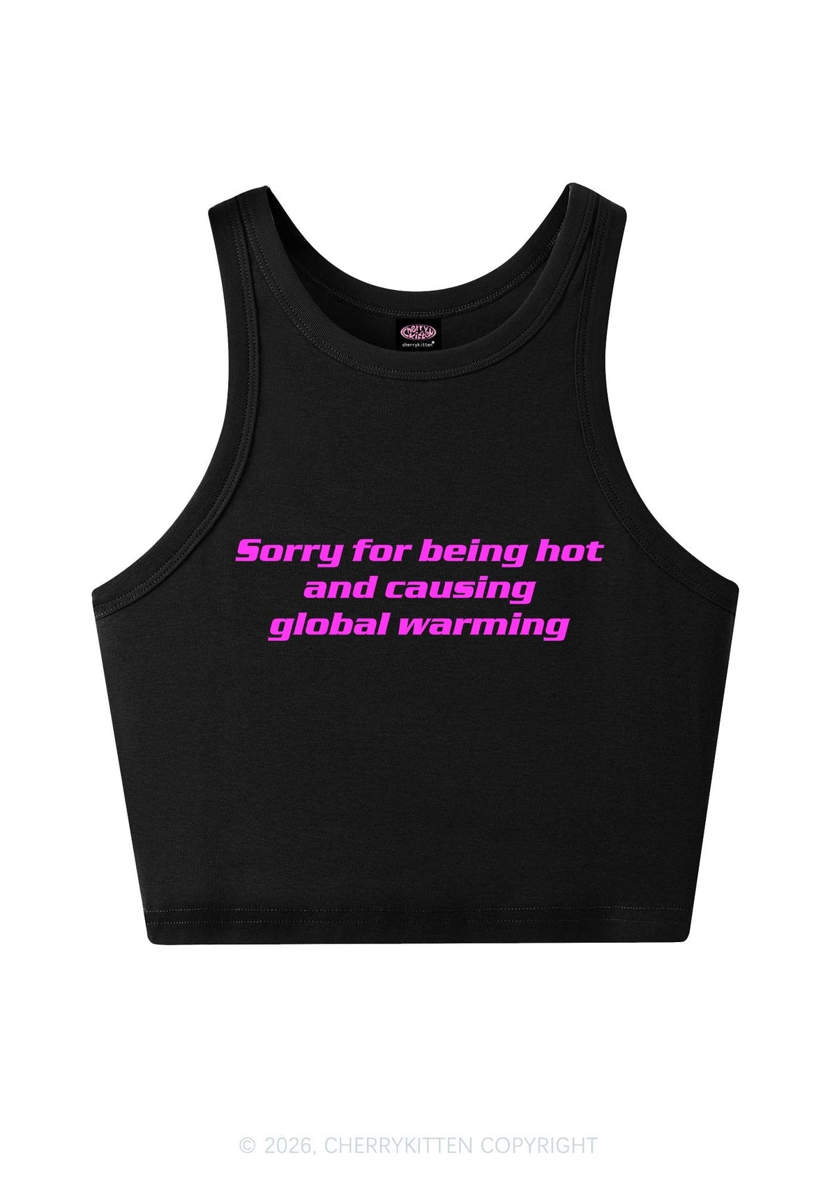 Sorry For Causing Global Warming Y2K Crop Tank Top Cherrykitten