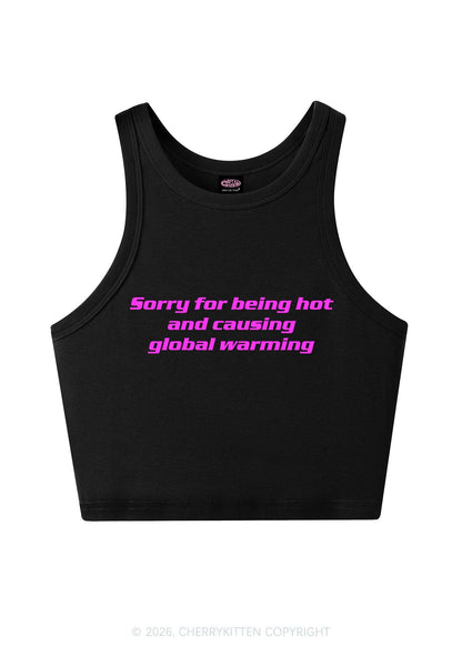 Sorry For Causing Global Warming Y2K Crop Tank Top Cherrykitten