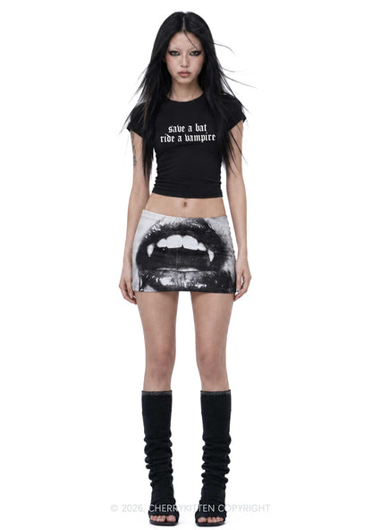 Halloween Ride A Vampire Y2K Goth Angel Wings Baby Tee Cherrykitten