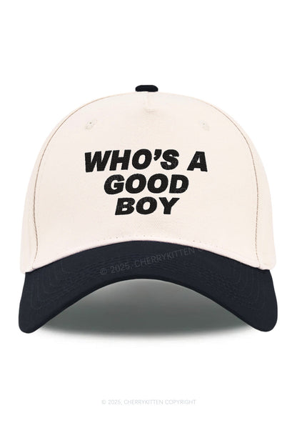 Embroidered Whos A Good Boy Y2K Color Block Baseball Cap Cherrykitten