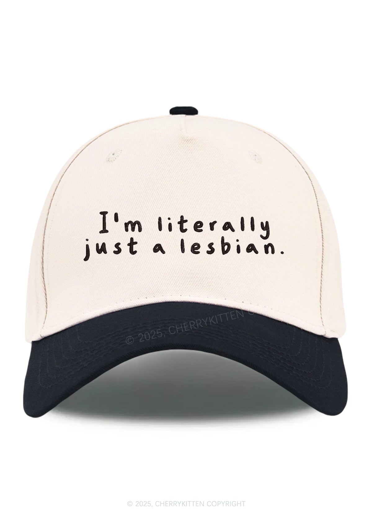 Embroidered Just A Lesbian Pride Y2K Color Block Baseball Cap Cherrykitten