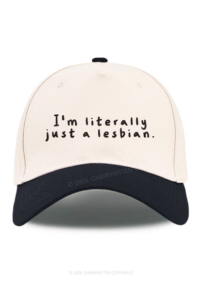 Embroidered Just A Lesbian Pride Y2K Color Block Baseball Cap Cherrykitten