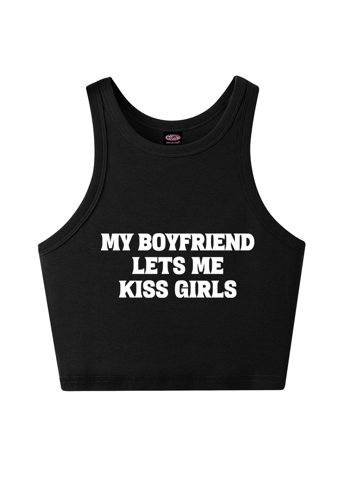BF Lets Me Kiss Girls Y2K Crop Tank Top Cherrykitten