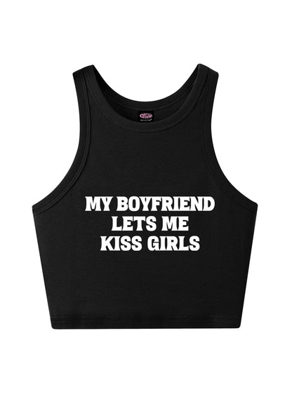 BF Lets Me Kiss Girls Y2K Crop Tank Top Cherrykitten