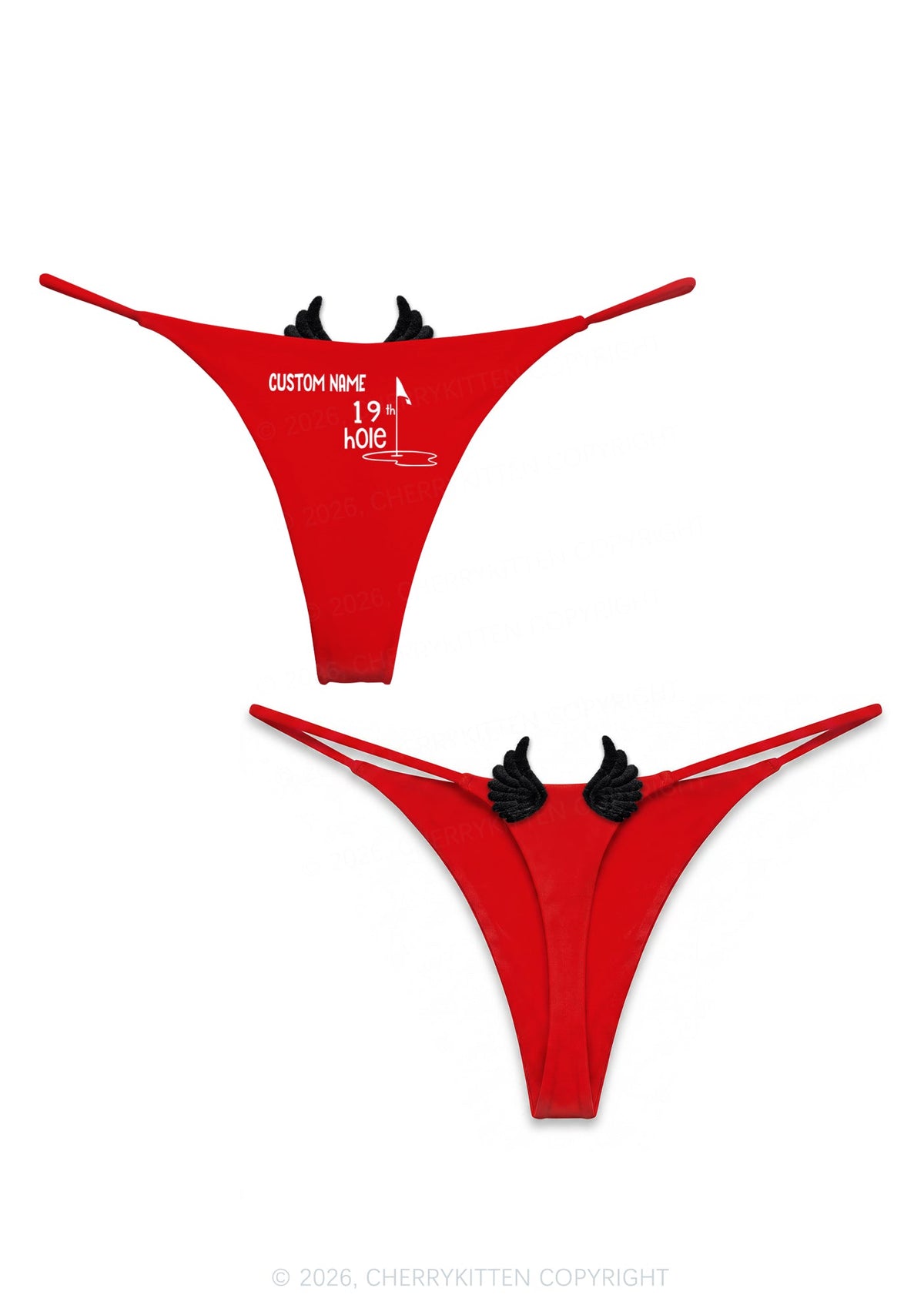 Custom 19th hole Y2K Goth Angel Wings Bikini String Thong Cherrykitten
