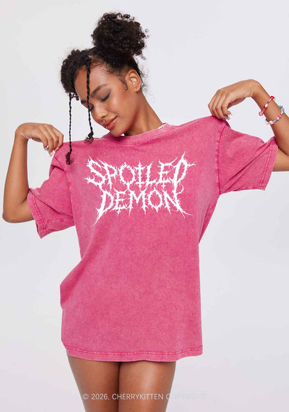 Halloween Spoiled Demon Y2K Shirts Washed Tee Cherrykitten