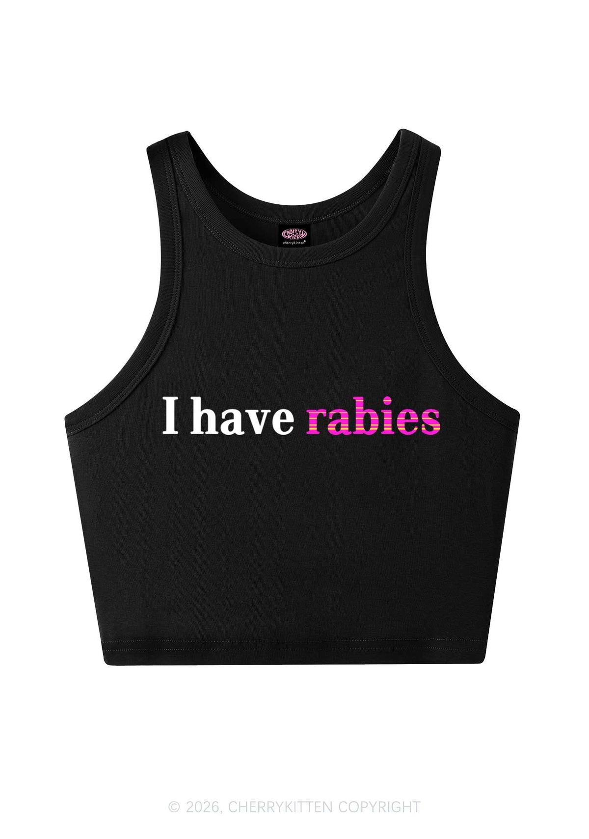 I Have Rabies Y2K Crop Tank Top Cherrykitten