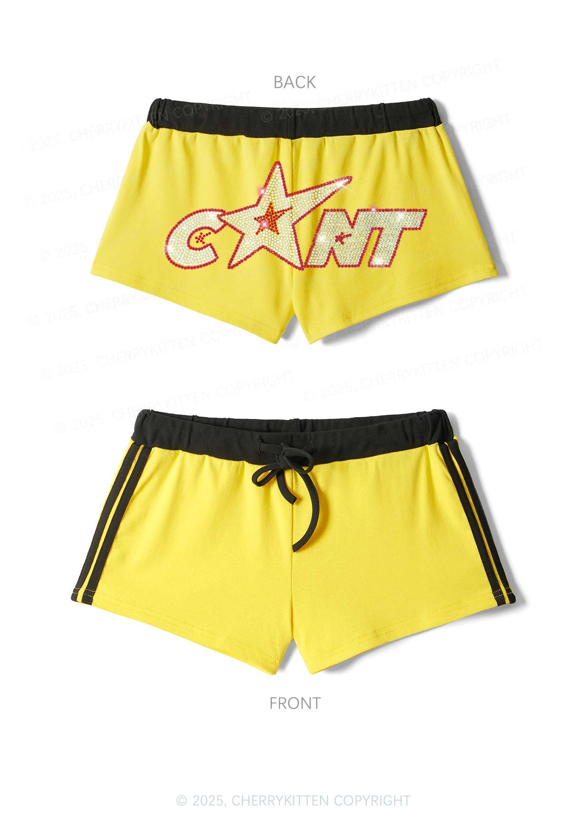 Rhinestone Star Cxxt Y2K Drawstring Mini Shorts Cherrykitten