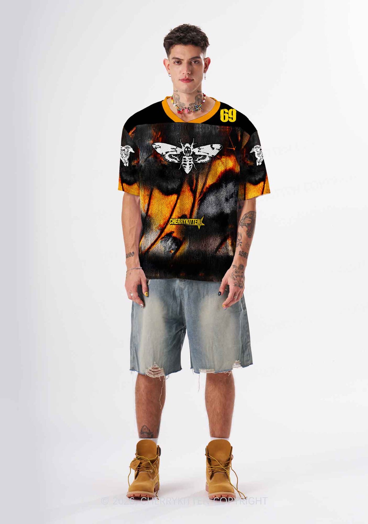 Halloween Orange Moths Y2K Sport Jersey Shirts Cherrykitten