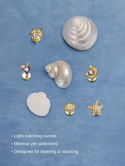 KOSINER Seaspritz 925 Sterling Silver Beach Conch Flat Back Stud