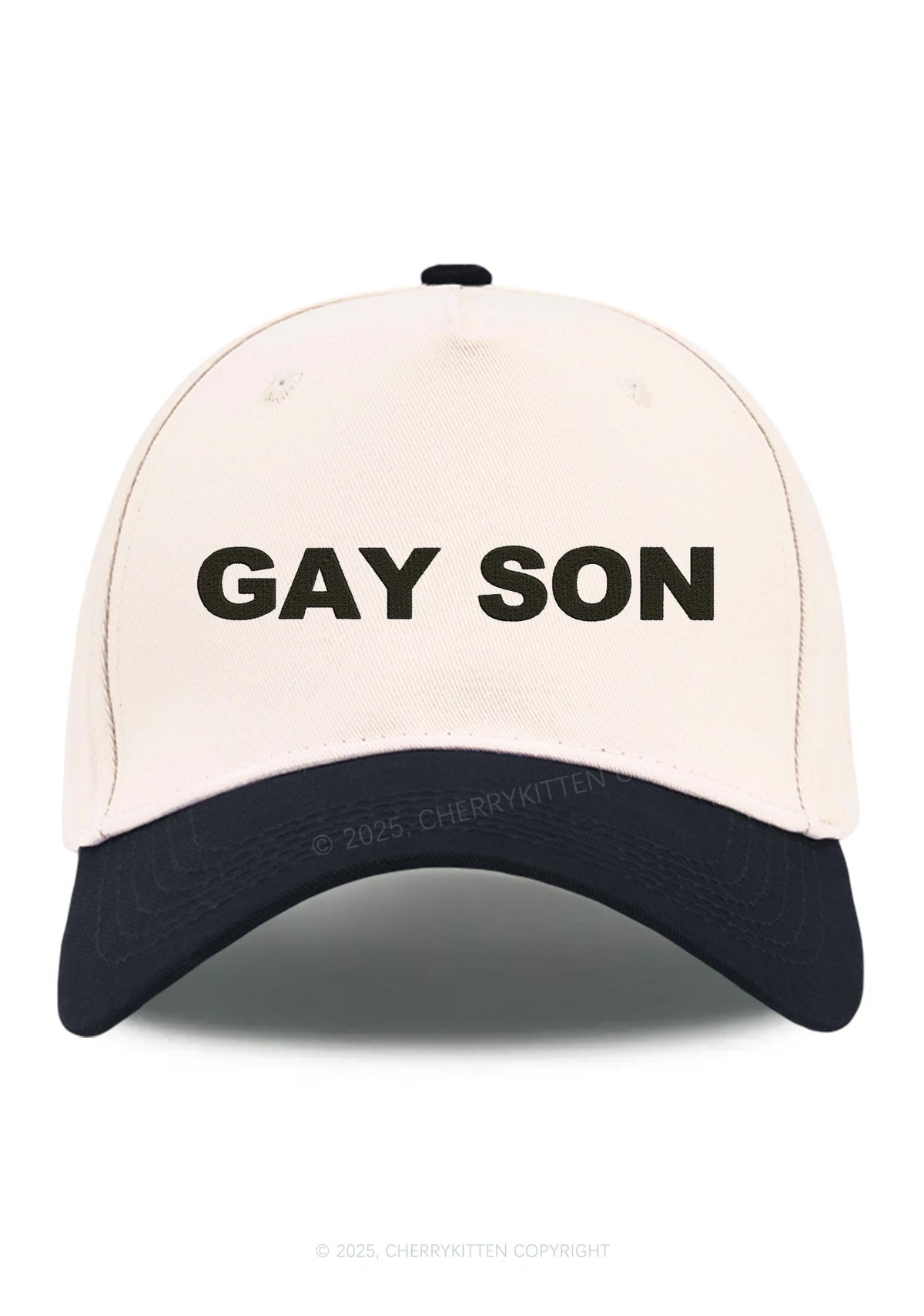 Embroidered Gay Son Pride Y2K Color Block Baseball Cap Cherrykitten