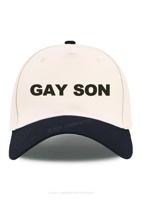 Embroidered Gay Son Pride Y2K Color Block Baseball Cap Cherrykitten
