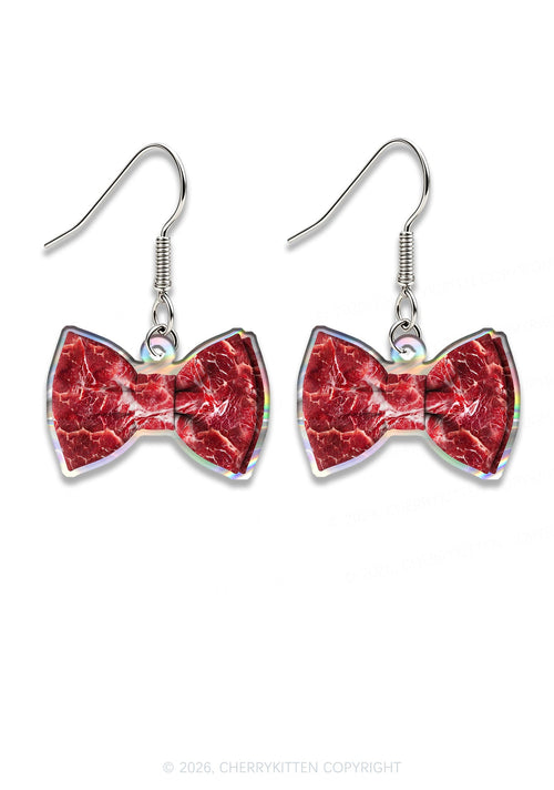 Halloween Red Meat Bow Y2K Acrylic Earrings Cherrykitten