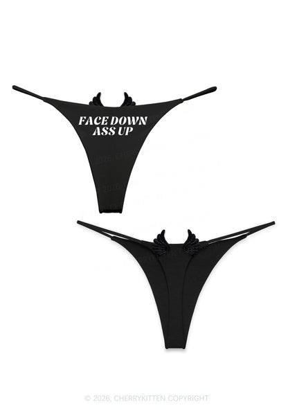 Face Down Axx Up Y2K Goth Angel Wings Bikini String Thong Cherrykitten