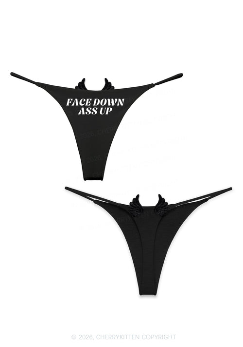 Face Down Axx Up Y2K Goth Angel Wings Bikini String Thong Cherrykitten