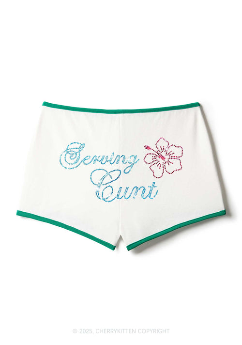 Rhinestone Serving Cxxt Y2K Booty Shorts Cherrykitten