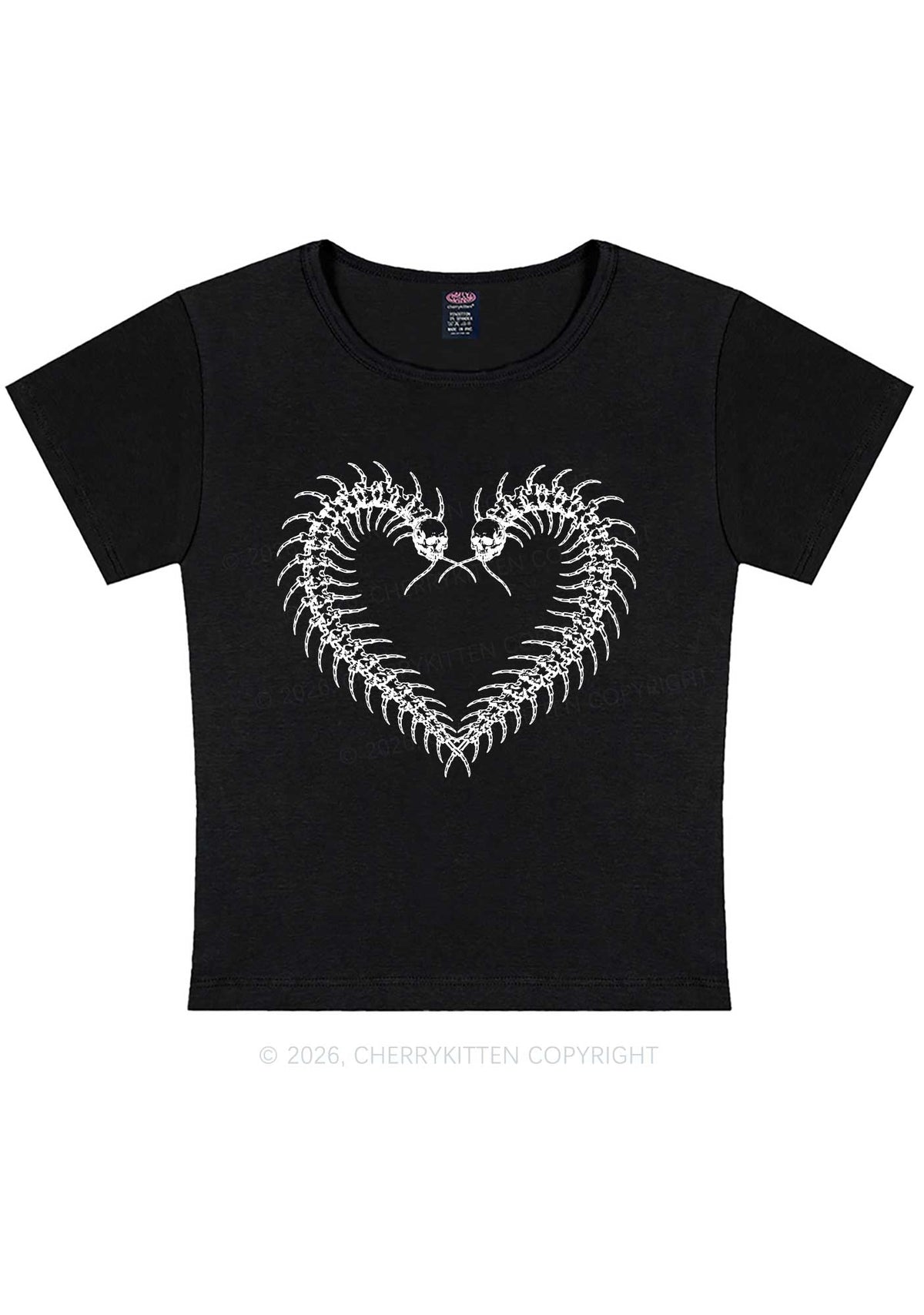 Halloween Centipede Heart Shape Y2K Baby Tee Cherrykitten