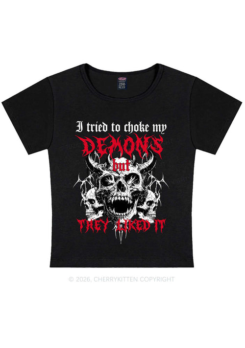 Halloween Choke My Demons Y2K Baby Tee Cherrykitten