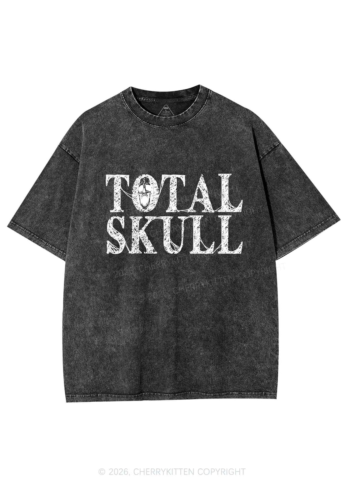 Halloween Total Skull Y2K Shirts Washed Tee Cherrykitten