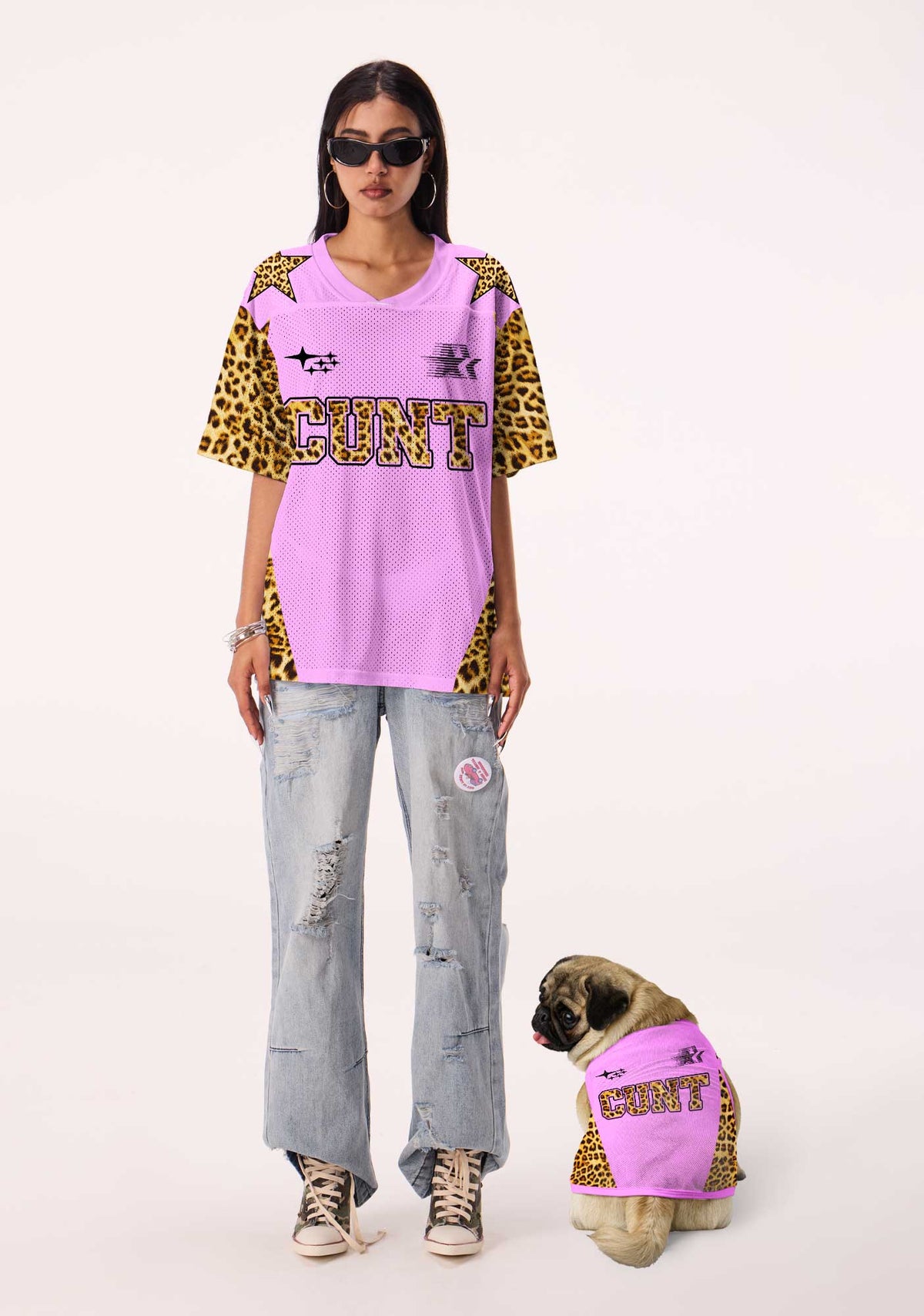 Pink Cxxt Leopard Y2K Pet Jersey Cherrykitten