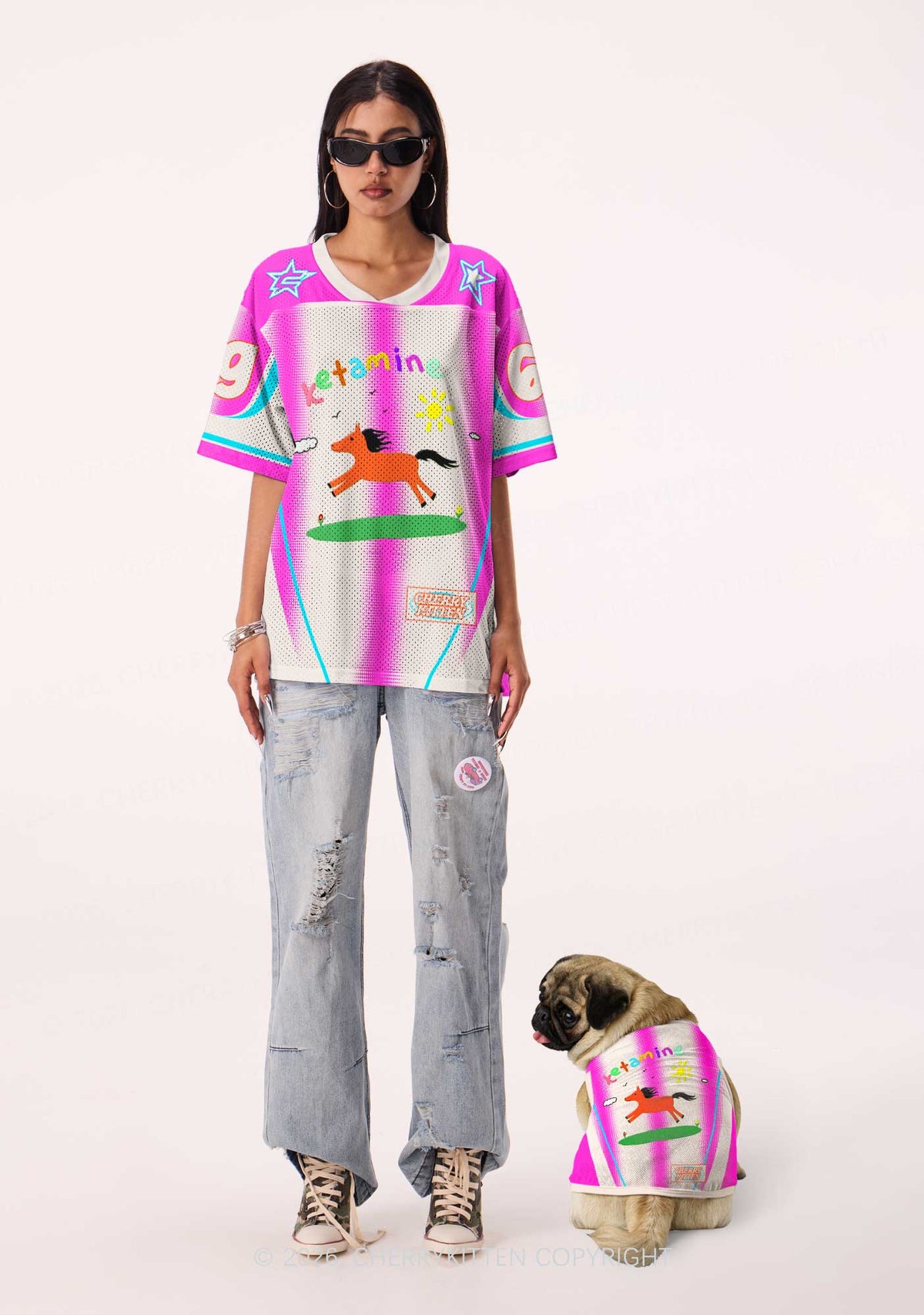 Orange Pony Y2K Pet Jersey Cherrykitten
