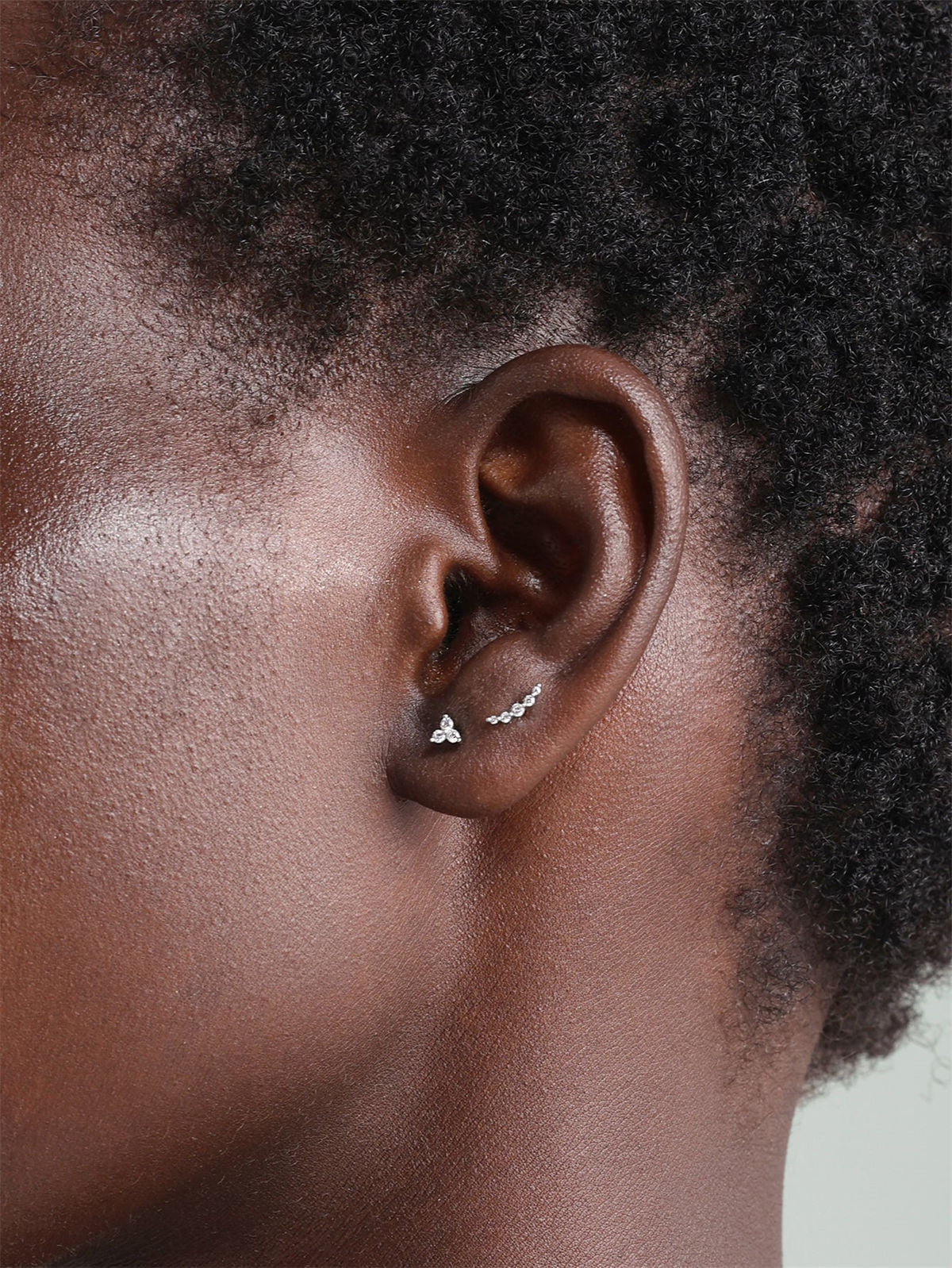 KOSINER 14K Solid Gold Minimalist Trinity Flat Back Stud