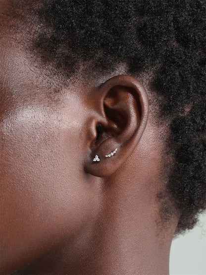 KOSINER 14K Solid Gold Minimalist Trinity Flat Back Stud