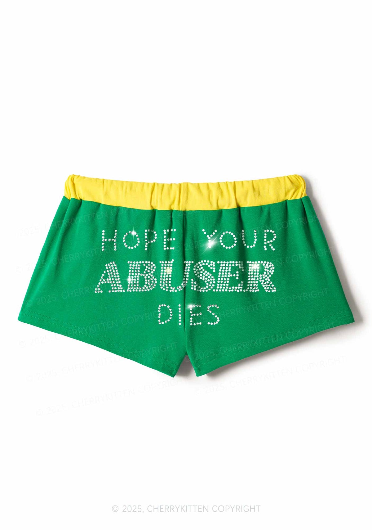 Rhinestone Abuser Dies Y2K Drawstring Mini Shorts Cherrykitten