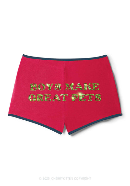 Rhinestone Boys Make Gr8 Pets Y2K Booty Shorts Cherrykitten