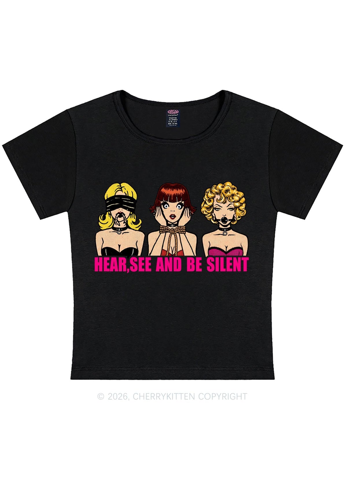 Hear See Be Silent Y2K Baby Tee Cherrykitten