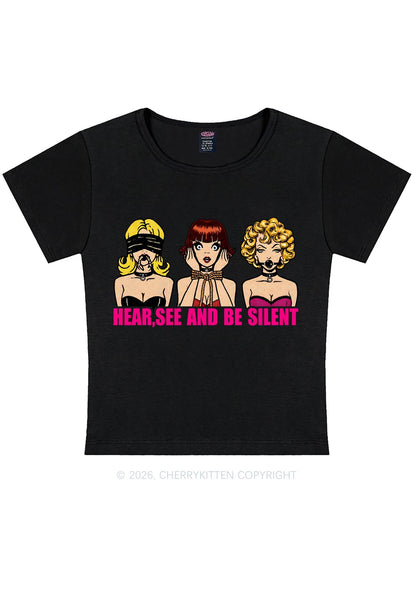 Hear See Be Silent Y2K Baby Tee Cherrykitten