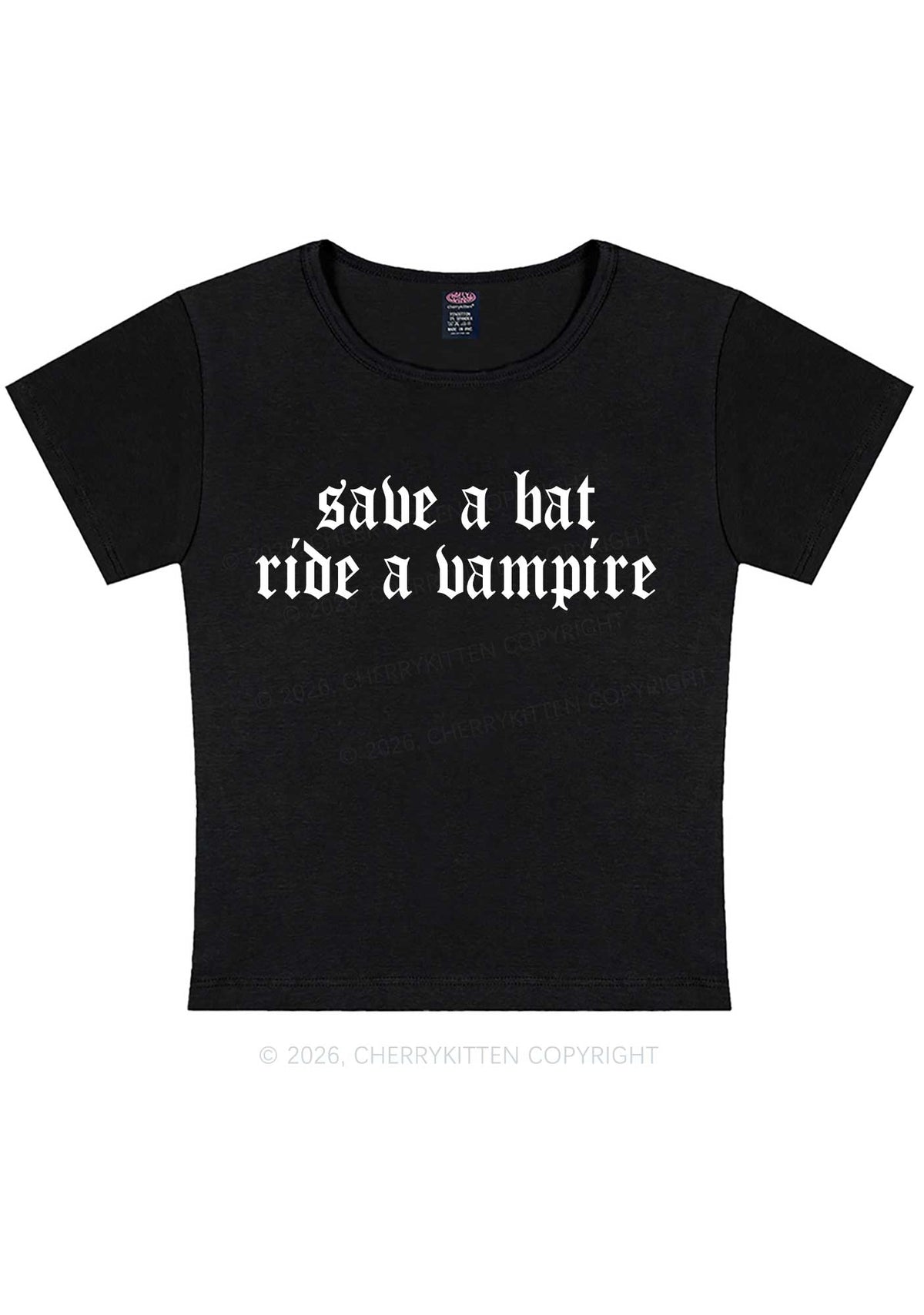 Halloween Ride A Vampire Y2K Baby Tee Cherrykitten