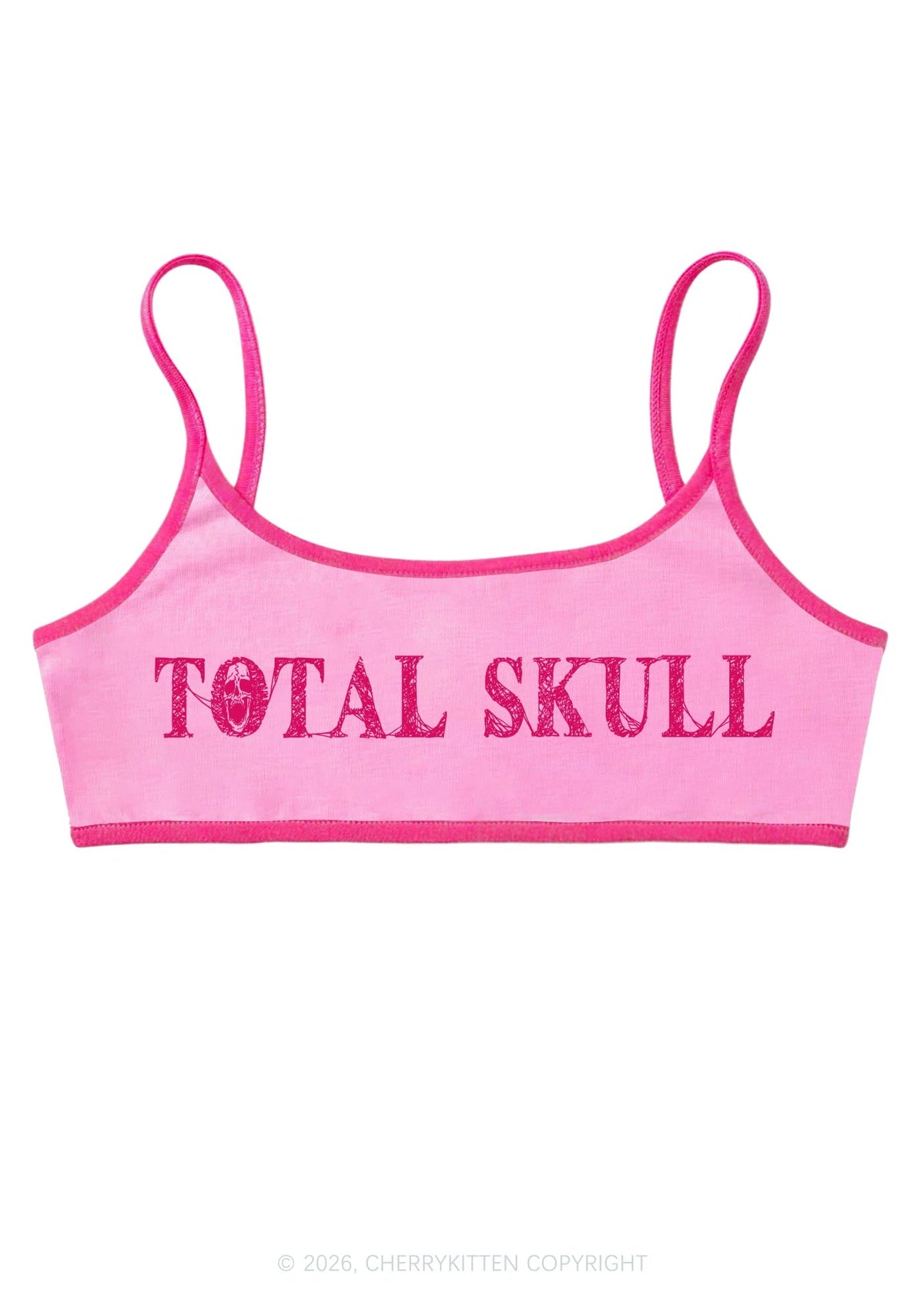 Halloween Total Skull Y2K Super Crop Cami Cherrykitten
